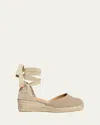 Castaã±er Carina Wrap-around Espadrille Wedges In Sand