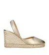 Castaã±er Castaner Womens Gold Carissa Cross-strap Leather Heeled Wedges In Gold
