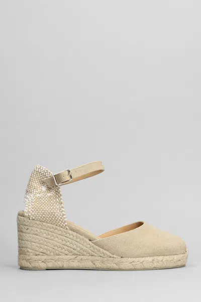 Castaã±er Carol 6-002 Wedges In Beige Canvas