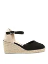 Castaã±er Carina Lace-up Wedge Espadrilles In Black