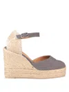 Castaã±er Woven Wedge-heel Espadrilles In Grey