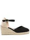 Castaã±er Carina Espadrilles Wedge Sandal With Ankle Laces In Black  