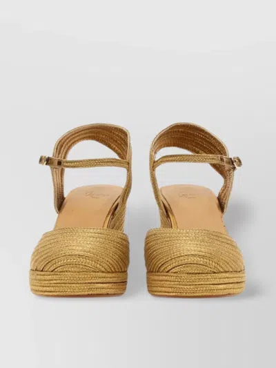 Castaã±er "carolyn" Open Toe Textured Wedge Espadrilles