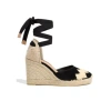 Castaã±er Castaner Womens Black Cande 8 Leather And Textile Wedge Espadrilles In Black