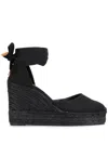 Castaã±er Carina C-8ed-001 Wedges In Black Canvas In Black