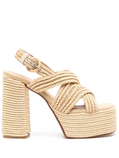 Castaã±er Castaner Fulvia Raffia Heel Sandals In Beige