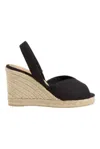 Castaã±er Brisa-8-001 Wedges In Black Canvas