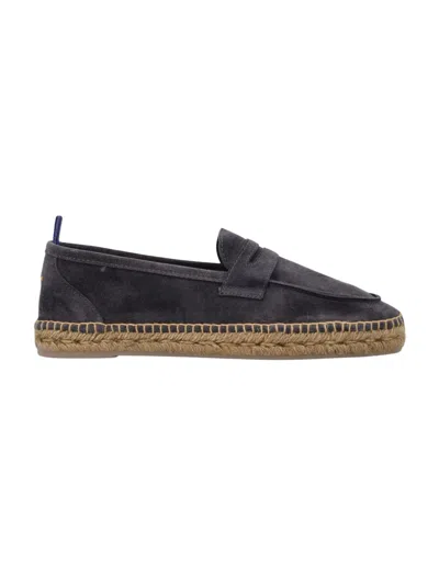Castaã±er Castaner Suede Slip-on Shoes With Jute-wrapped Sole In Carbon