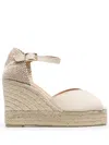Castaã±er Castaner White Raffia Wedges