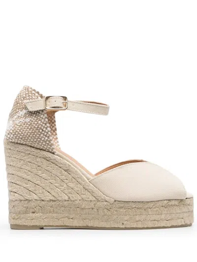 Castaã±er Castaner White Raffia Wedges