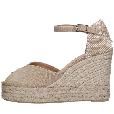 Castaã±er Castañer Bianca Peep Toe Sandals In Beige