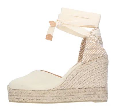 Castaã±er Castaner With Heel White In Bianco Chiari E Naturali