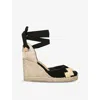 Shop Castaã±er Womens Black Cande 8 Leather And Textile Wedge Espadrilles Eur 36 / 3 Uk