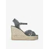 CASTAÃ±ER BROMELIA FRAYED LINEN WEDGE ESPADRILLES