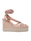 Castaã±er 8 Cersei Satin Wedge Espadrilles In Beige