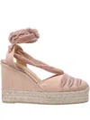 Castaã±er 8 Cersei Satin Wedge Espadrilles In Neutrals