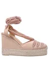 Castaã±er 8 Cersei Satin Wedge Espadrilles In Pink