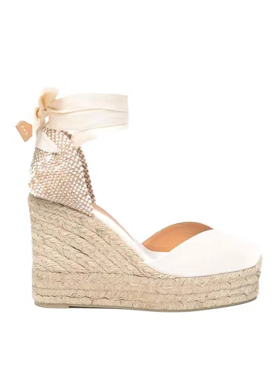 Castaã±er Chiara Raffia Wedge Espadrilles In White