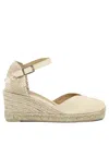 Castaã±er Chiarita-8ed-001 Wedges In White Canvas In Bianco Chiari E Naturali