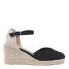 Castaã±er Carina Espadrilles Wedge Sandal With Ankle Laces In Black