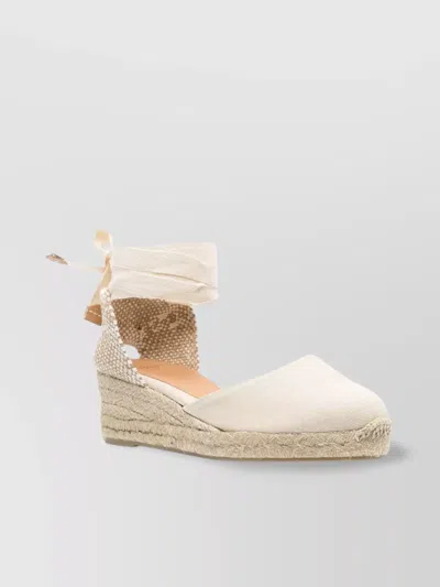 Castaã±er Closed Toe Canvas Wedge Espadrilles In White