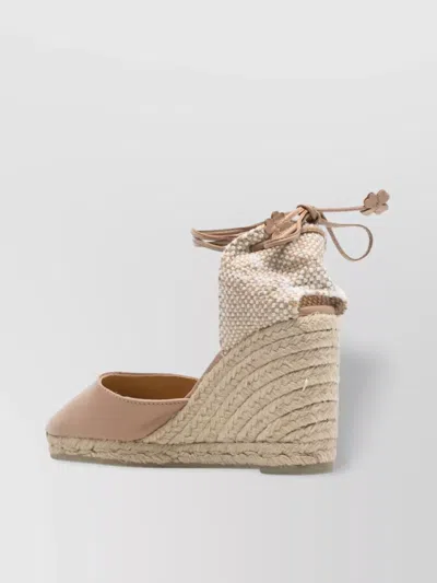 Castaã±er Closed Toe High Wedge Espadrilles In Gold