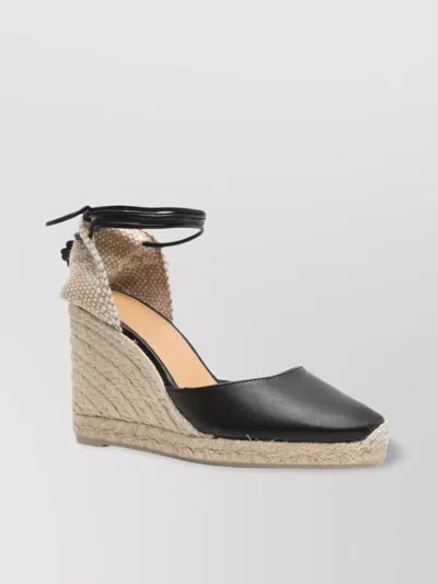 Castaã±er Closed Toe Leather Wedge Espadrilles