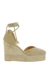 Castaã±er 'cora' Beige Wedges With Lace-up Closure