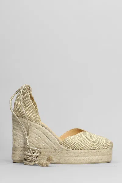Castaã±er Coral-8ed-256 Wedges In Gold Fabric