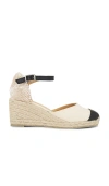 Castaã±er Coraline Canvas Espadrilles Braided Raffia Sole In Crudo