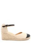 Castaã±er Castaner Wedge Espadrilles With Ankle Strap In Black And White