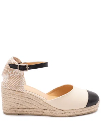 Castaã±er Castañer 'coraline' White And Black Wedge Espadrilles