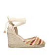 Castaã±er Castaner Womens Tan Comb Carina Crochet-pattern Woven Wedge Espadrilles In Beige