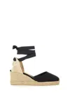 Castaã±er Straw Shoes With Sloping Heels