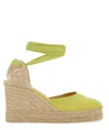 Castaã±er Castañer Tina Raffia Wedge Espadrilles In Yellow