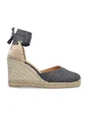 Castaã±er Castaner Lurex Carina Wedge Espadrilles In Dark Grey