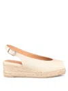 Castaã±er Dosalia Canvas Wedge Espadrille Sandals In Cream