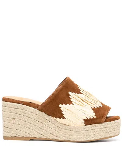 Castaã±er Castañer Eleo Almond Toe Wedge Espadrilles In Brown