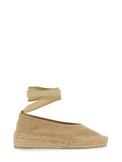 Castaã±er Gea Espadrille Wrap-up Sandals In Beige