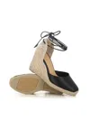 Castaã±er Closed Toe Leather Wedge Espadrilles In Black