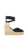 Castaã±er Castañer Chiara Almond Toe Wedge Espadrilles In Black