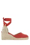 Castaã±er Castañer Chiara Almond Toe Wedge Espadrilles In Red