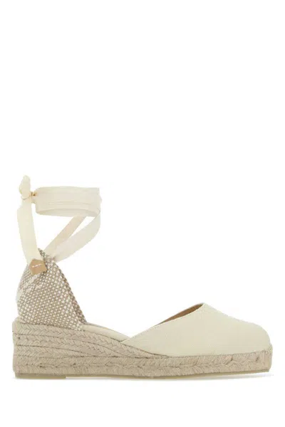 Castaã±er Canvas Platform Espadrilles With Textured Toe Cap In White