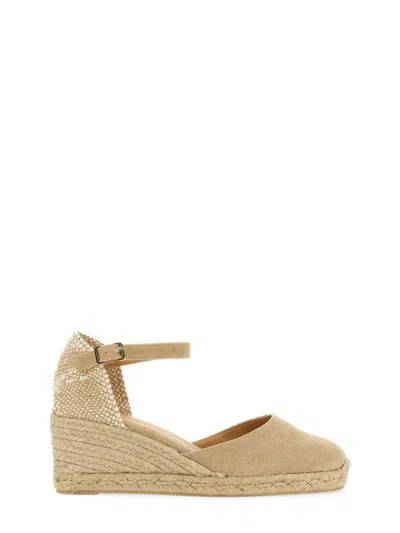 Castaã±er Carol Canvas Ankle-strap Wedge Espadrilles In Beige