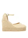 Castaã±er 80mm Ankle-strap Wedge Espadrilles In White