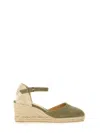 Shop Castaã±er Castañer Espadrille "carol" With Wedge In Green