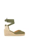 Castaã±er Lace-up Chiara Espadrilles With Wedge 9cm In Green