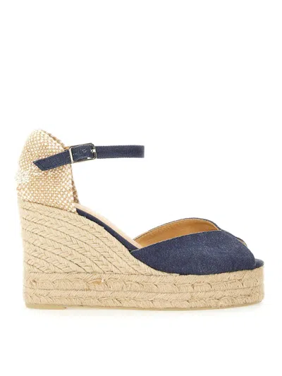 Castaã±er Castañer Bianca Peep Toe Sandals In Blue