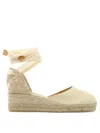 Castaã±er Castaner Womens Cream Carina Self-tie Canvas Wedge Espadrilles In White