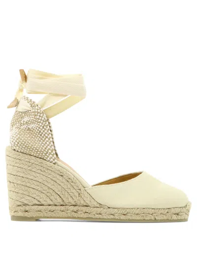 Castaã±er 60mm Carina Canvas Espadrille Wedges In Ivory